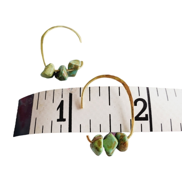 Handmade hammered semi-precious jasper modern minimalist boho earrings. 1 pair - Picture 11 of 14